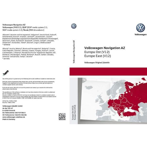 SEAT Navigatie update, Oost-Europa (V12)